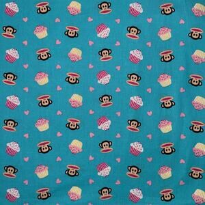 Paul Frank Monkey, Cupcakes & Hearts Fabric for David Textiles - 1/2 YD - WASHED